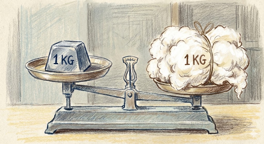 What’s heavier: a kg of lead or a kg of cotton?